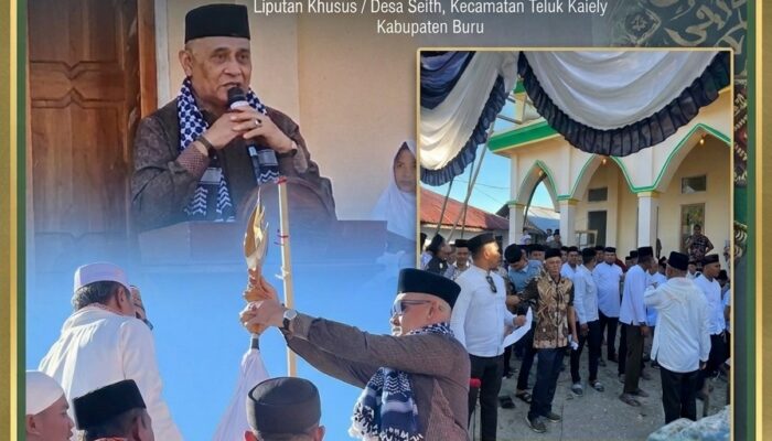 Harmoni Adat dan Syariat Bupati Ikram Umasugi Hadiri Pemasangan Tiang Alif Masjid Baiturrahman Desa Seith 